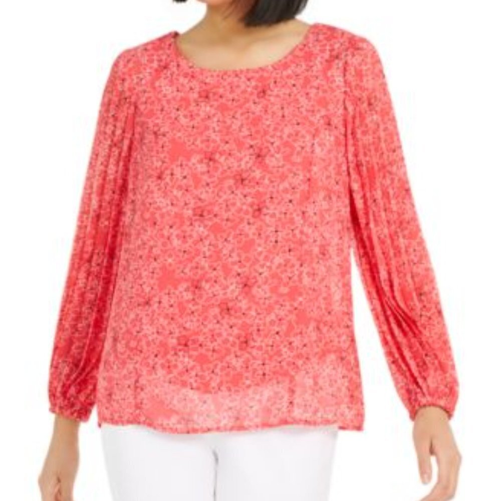 Alfani Blouse PM Floral Print Top Lined Pink 365
